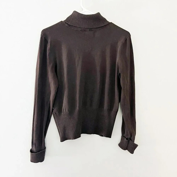 Nygard Collection Women Brown Silk Ribbed Pullover Sweater M Turtleneck Knit - Picture 2 of 10